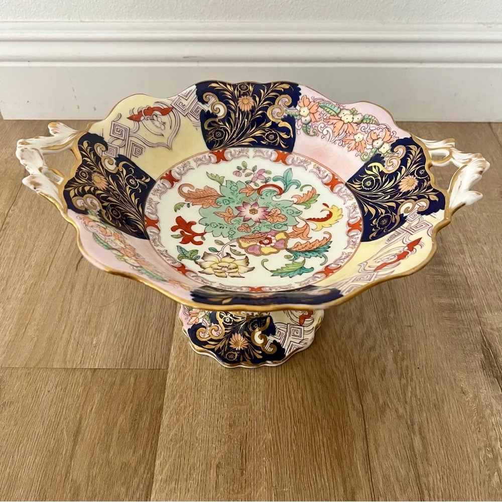 RARE Antique J Allsup 16 St Paul's Church Yard‎ London Imari Footed Dish Plater